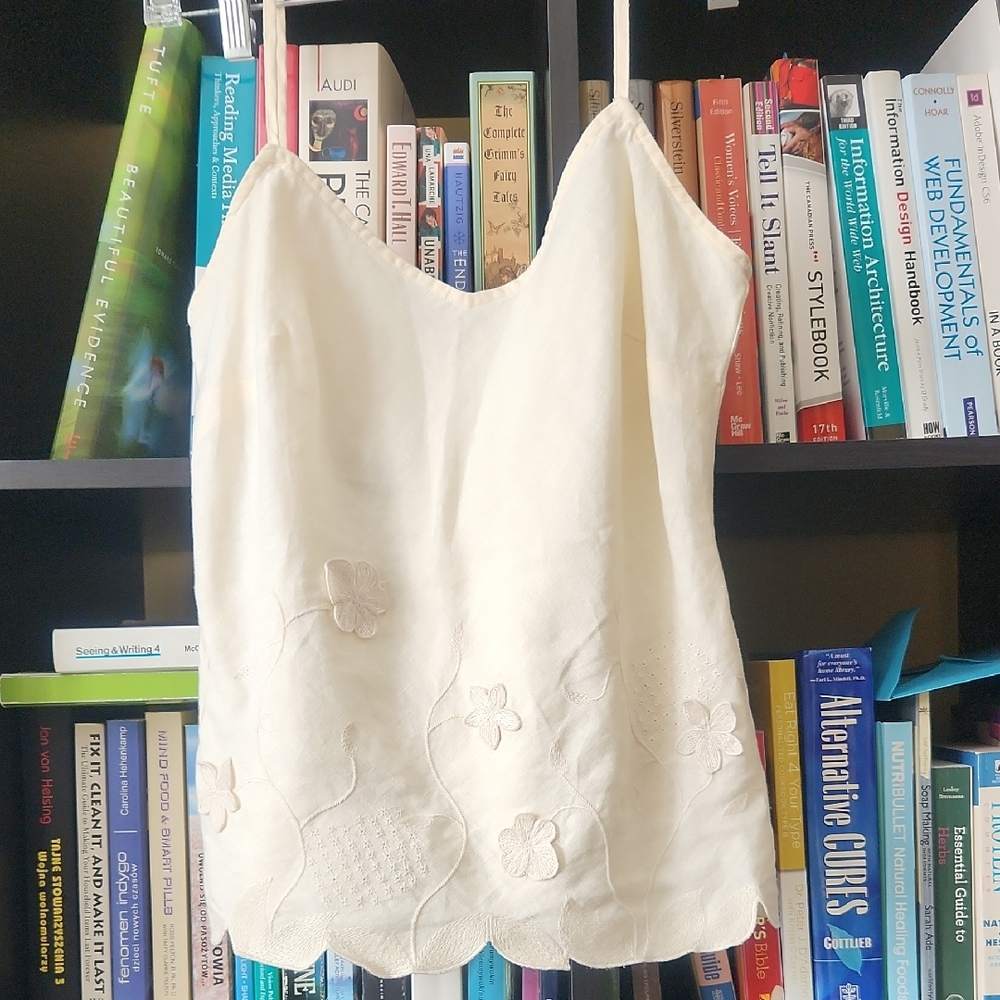 Elegant Cream Floral Embroidered Women's Top